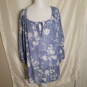 Como Blue Women's 1XL Blue Floral Shirt - Excellent